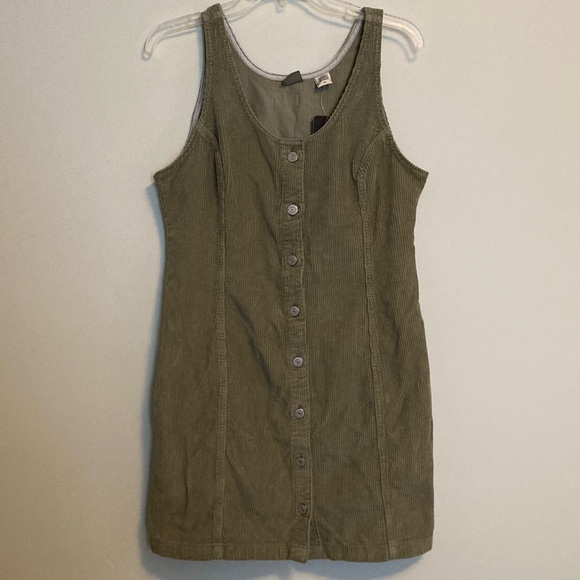 Olive Green Button-Down Corduroy Jumper - Picture 1 of 11